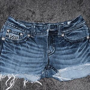 Miss Me Distressed Blue Jean Shorts
